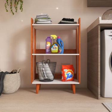 Imagem de Armário Para Lavanderia Organizador e Multiuso Com Pés de Madeira Maci