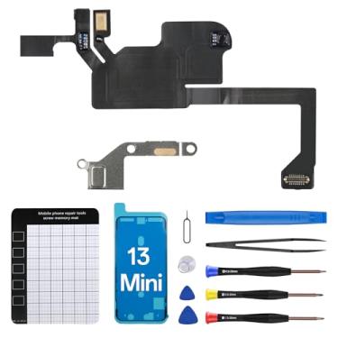 Imagem de CYKJGS Para iPhone 13 Mini Ear Speaker Flex Cable Substituição Kit de Reparo OEM Módulo de Fone de Ouvido Frontal com Sensor de Luz Ambiente Sensor de Proximidade Conector Kit de Ferramentas Fixas