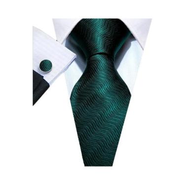 Imagem de Conjunto de Gravata e Abutões Masculinos - Verde Menta, Cerceta, Oliva