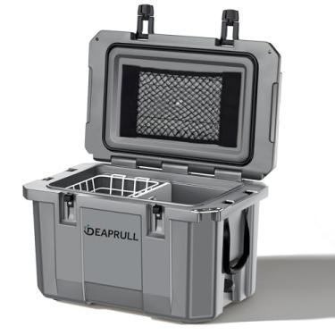 Imagem de Refrigerador rígido de 60 litros, caixa de gelo isolada segura gelo por até 6 dias, refrigerador portátil com alças de corda de nylon, porta-copos, travas duplas para acampamento, praia, piquenique