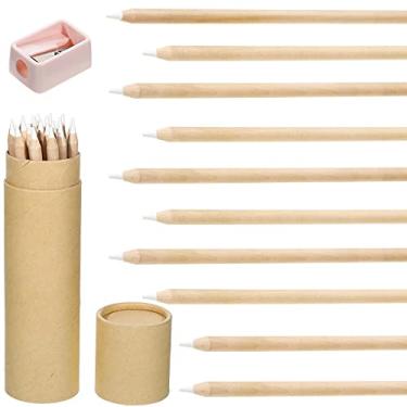 Imagem de Lápis de giz branco de madeira com apontador e recipiente para caneta de papel kraft, lápis de arte de giz de ardósia para desenhar, escrever, esboçar, quadro de giz, materiais escolares de escritório (10)