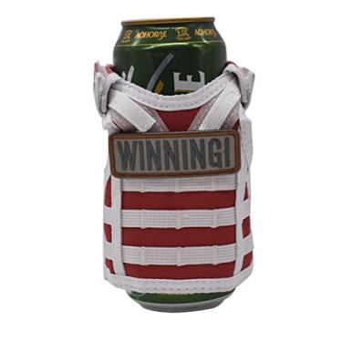 Imagem de JFFCESTORE Capa de bebida divertida, colete de cerveja, alça mais fria, ajustável, mini colete tático, suporte de cerveja Molle com correia molle para latas ou garrafas de 340 ml, Vermelho