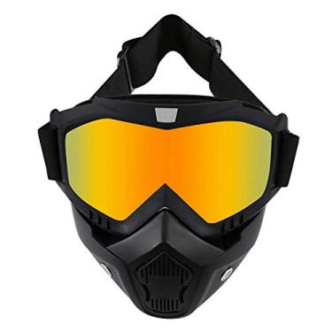 Imagem de LJDJ Motorcycle Goggles with Removable Face Mask - Dirt Bike ATV Motocross Eyewear Anti-UV Adjustable Riding Offroad Cycling Motorbike Protective Glasses Racing Detachable Fog-proof Warm Goggles