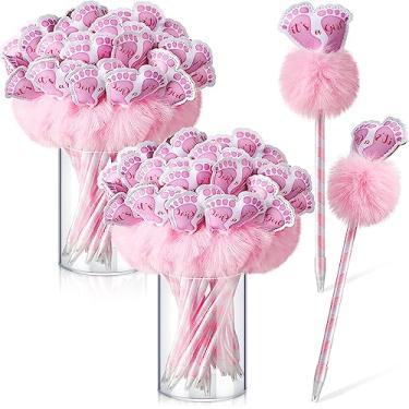 Imagem de Lincia 48 peças de canetas esferográficas para chá de bebê, lembrancinhas de festa, é um menino e menina, canetas de tinta de gel para convidados, amigos, presentes de saudação, suprimentos para chá de bebê, jogos de revelação de gênero (estilo doce)