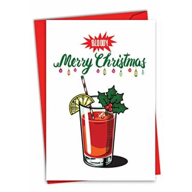 Imagem de Bloody Merry: Cartão de felicitações de Natal com um trocadilho sobre uma bebida Bloody Mary, com envelope. C7129XSG
