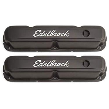 Imagem de Edelbrock 4473 Signature Series Tampa de válvula Chrysler 318-360 perfil baixo cromado com acabamento preto