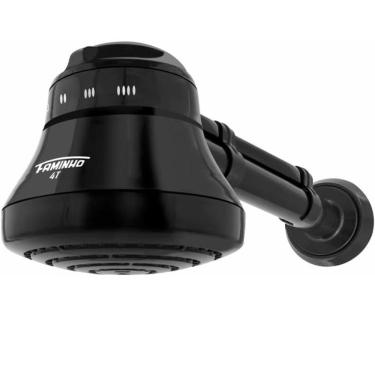 Imagem de Ducha Chuveiro Faminho Seletor 4 Temperaturas Cano de 30cm Chuveirinho Manual Preto Fame