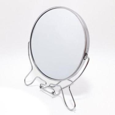 Imagem de ESPELHO DE MESA AÇO INOX REDONDO 360 DUPLA FACE COM AUMENTO 8" - Inter