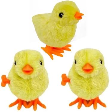 Imagem de 06 Pintinhos Amarelinho Pelucia Brinquedo A Corda Pula Pula kit brinqu