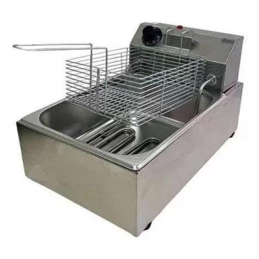 Imagem de Fritadeira Elétrica Industrial 5 L Aço Inoxidável Gg Inox, 110V