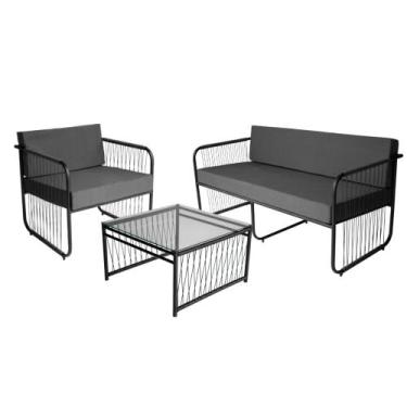 Imagem de Conjunto 1 Poltrona 1 Namoradeira e 1 Mesa de Centro Córdova em Aço Ca