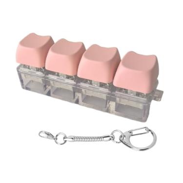 Imagem de Kokiya Chaveiro Fidget Teclado Mecânico Teclado Compacto Único Botão Chave Acessórios Adultos Presentes para Festa Aniversário Escritório, 4 Chaves