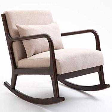 Imagem de Cadeira de balanço de madeira maciça, cadeira de jantar, cadeira de leitura, sofá individual, varanda, quarto, sala de estar, festa, jardim, férias, espreguiçadeira