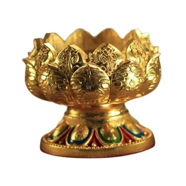 Imagem de Ioensy Suporte para vela Lotus Ghee Suporte para lâmpada Budista Tealight Manteiga para lâmpada Tibetano para casa Sala de estar Decoração de mesa, Pés Curtos