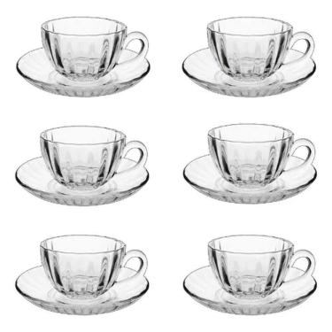 Imagem de Conjunto 6 Pçs Xicaras 200ml com Pires em Vidro - Quanhe