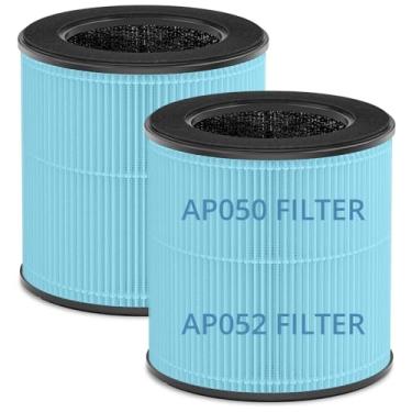 Imagem de Purificadores de ar para quarto, casa, animais de estimação, filtro de substituição para purificador de ar AP050, filtro HEPA H13 verdadeiro 3 em 1, pacote com 2 (azul)