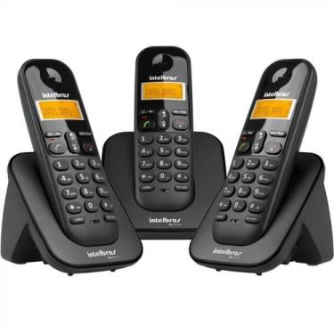 Imagem de Telefone sem fio c/ identificador de chamadas + 2 ramais ts3113 preto 