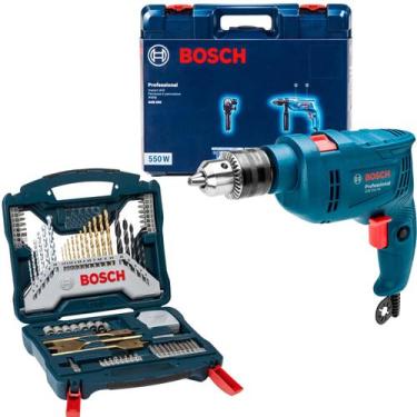Imagem de Furadeira Impacto Bosch Maleta Gsb 550 Re Kit 70 Peças 220v, 220V