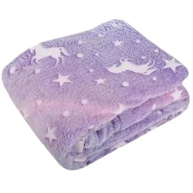 Imagem de Cobertor Manta Infantil Mágico, Brilha no Escuro, Aconchegante e Confortável- QH Shopp (Lilás Unicórnio)