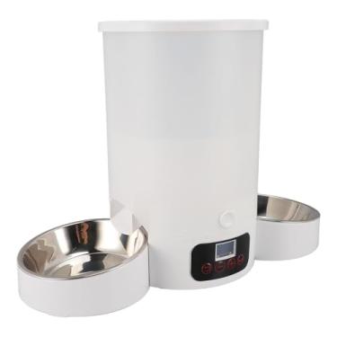 Imagem de Dispensador de Alimentos de Gato Automático, Grande Capacidade Com Robusta Tigela Dupla Gato Cão Estimação 3l Grande Capacidade Com Alimentador Cães Automático Removível (Tigela dupla branca)