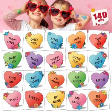 Imagem de Cerlaza 140 Peças De Tatuagens Temporárias Para O Dia Dos Namorados, Crianças E Adultos, 20 Estilos Embalados Individualmente, Adesivos Coloridos Coração Tatuagem Acessórios Decoração Festa Namorado
