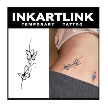 Imagem de INKARTLINK Tattoo Tech, 2 Folhas De Tatuagem Semipermanente Média, Tatuagens Temporárias, Duram 1 A Semanas, À Prova D'Água, Aparência Realista, Sem Adesivo, Reflexo (Borboleta)