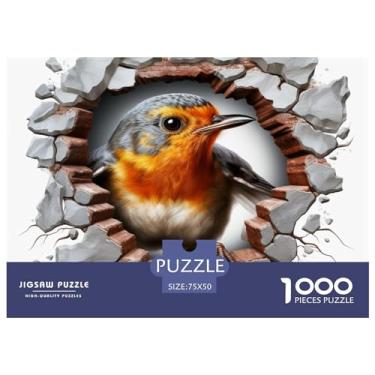 Imagem de Quebra-cabeça de pássaro para adultos divertido 1000 peças animal 3D alívio de estresse brinquedo educativo jogo intelectual decoração de casa desafio educacional 1000 peças (75 x 50 cm)