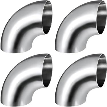 Imagem de Vechkom Cotovelo De Escape 3'' Com 4 Peças, Tubo 90 Graus, Aço Inoxidável 304, Mandril Curvo, 3" Diâmetro Externo, Espessura 16Ga/.065" Para Carro, Modificado, Corrimão Escada