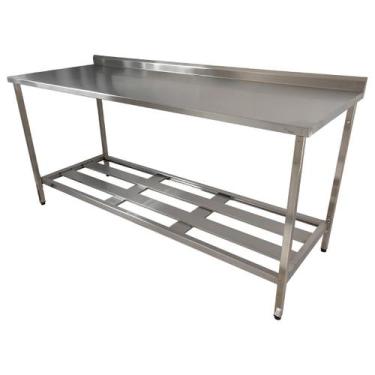 Imagem de Mesa Aço Inox Profissional 150x70x90 cm com Espelho e 1 Prateleira Fen