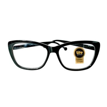 Imagem de Armação Óculos Grau p/Perto Gatinho Preto Para Leitura (+2.75)