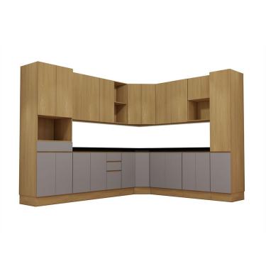 Imagem de Cozinha Completa 12 Peças Com Espaços Para Micro-ondas E Tam Freijó/freijó Brasil/cinza Puro