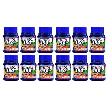 Imagem de Kit Com 12 Tintas Vitro 150° Acrilex 37ml - Cor 578 Azul Intenso Para Dar Um Acabamento Vibrante E Duradouro Às Suas Peças Garantindo A Durabilidade E A Beleza Dos Seus Projetos