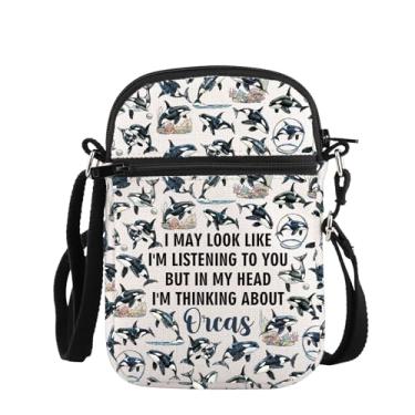 Imagem de PLITI Killer Whale Gift Orcas Lover Gift Ocean Animal Gift In My Head I'm Thinking About Orcas Bolsa transversal, Bolsa Zcbag Thinking Orcas, Tendência