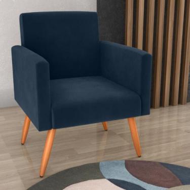 Imagem de Poltrona para Decoração Belém Veludo Azul - CASA H