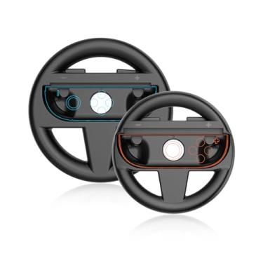 Imagem de XHSESA Racing Steering Wheel for Switch2 JoyCon - Grip Controller Set with Parent-Child Size, Switch Racing Controller Grip Accessories for Mario Kart 8 (Black)
