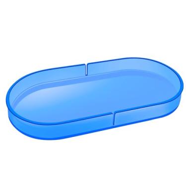 Imagem de Bandeja decorativa de acrílico, perfume, joias, bugigangas, para banheiro, sabonete, tanque, pia pequena, vela para pegar todos os organizadores, 30 x 16 cm, azul