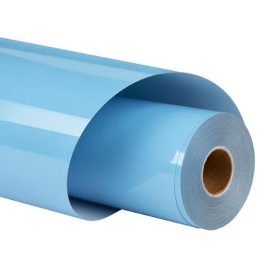 Imagem de HTVRONT Rolo de vinil de transferência de calor azul celeste - 30 cm x 9 m azul celeste em vinil para camisas, vinil HTV azul celeste fácil de usar, fácil de cortar e remover ervas daninhas para