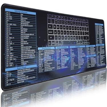 Imagem de Bloss Tapete de mouse Excel, tapete de mesa para folha de dicas do Excel, mouse pads de atalho Excel, mouse pad antiderrapante com bordas costuradas, acessórios de mesa de escritório (80 x 29 x 0,30