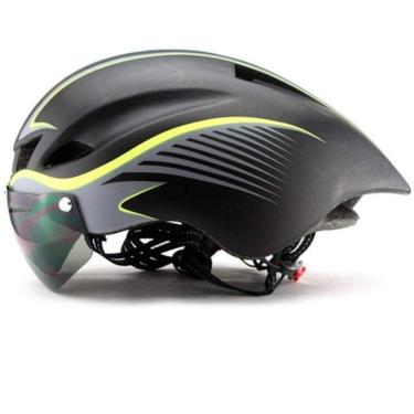 Imagem de Tamanho Ajustável Capacete De Ciclismo Mountain Bike óculos De Proteção De Bicicleta Capacete De Bicicleta De Montanha Capacete Bicicleta Pneumática Bicicleta, Black yellow, One Size