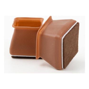 Imagem de 16 Pezinho Quadrado De Silicone Com Feltro Pé Cadeira Mesa