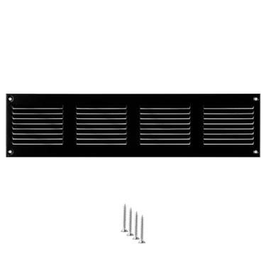 Imagem de TURvent Tampa de ventilação 14x2 (abertura do duto) - Grade de ar de retorno HVAC preta para parede e teto - Tampa de ventilação de metal AC com malha - Registro de ventilação retangular - Dimensões