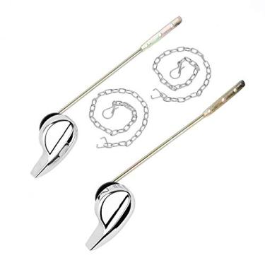 Imagem de Jwodo Kit de substituição de alça de vaso sanitário, acabamento cromado, alavancas de viagem de vaso sanitário com vedação e porca, 2 peças de correntes de aço inoxidável, substituição universal para a maioria dos vasos sanitários de montagem frontal