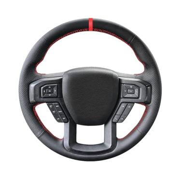 Imagem de Belinous Capa de volante de couro com cadarço, costurada à mão no envoltório, envoltório de direção compatível com Ford 2015 2018 F-150/2018 Expedition/2016 F-150 Limited/2017 2020 2022 F-Series Super