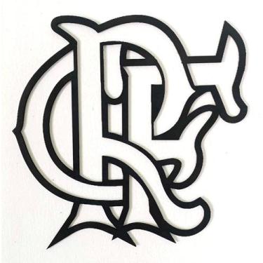 Imagem de Aplique decorativo Flamengo escudo em MDF Preto ou cru com fita dupla 