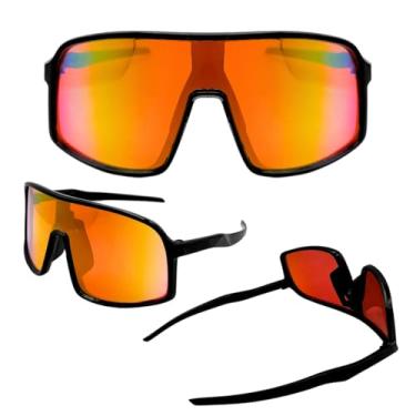Imagem de Óculos de Sol Esportivo Ciclismo Bike Mtb Corrida Maratona Beach Tennis Altinha Proteção Facial Unissex - DTUMNC Joachim (Preto Lente Vermelha)