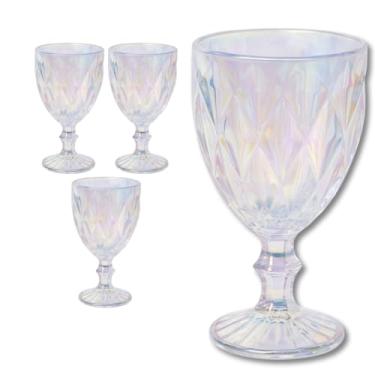 Imagem de Conjunto com 4 Taças Diamond Furta-Cor 340 ml Dona Laura – Bico de Jaca para Água, Suco e Vinho