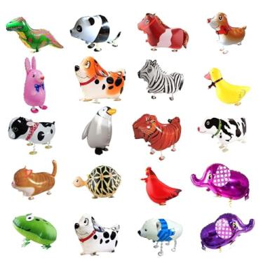 Imagem de CUGBO Conjunto de 20 balões de animais de estimação, balões de ar para animais de estimação, kit de balões de alumínio de hélio de alumínio para crianças, decoração de festa de aniversário, chá de bebê