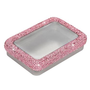 Imagem de MINGZAIQIPEI Caixa de metal brilhante de strass de alumínio com tampas, tampa transparente, vazia, mini estojo de armazenamento portátil para velas domésticas, doces, presentes, bálsamos e tesouros 8