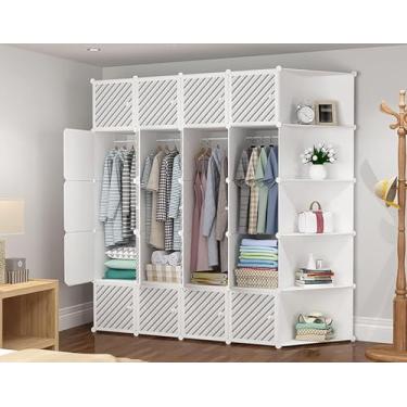 Imagem de Guarda-roupa Portátil Cubo Modular De Plástico Dobrável Armário De Armazenamento De Sapatos Prateleira Organizadora Para Corredor Quarto Entrada Sapateira Prateleira Para, 183x47x183cm