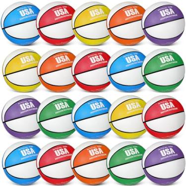 Imagem de Libima Conjunto de 24 bolas de basquete de borracha a granel com bomba, tamanho oficial, bolas multicoloridas, bolas de rua juvenis, para adultos, meninos, meninas, prática, treinamento interno e